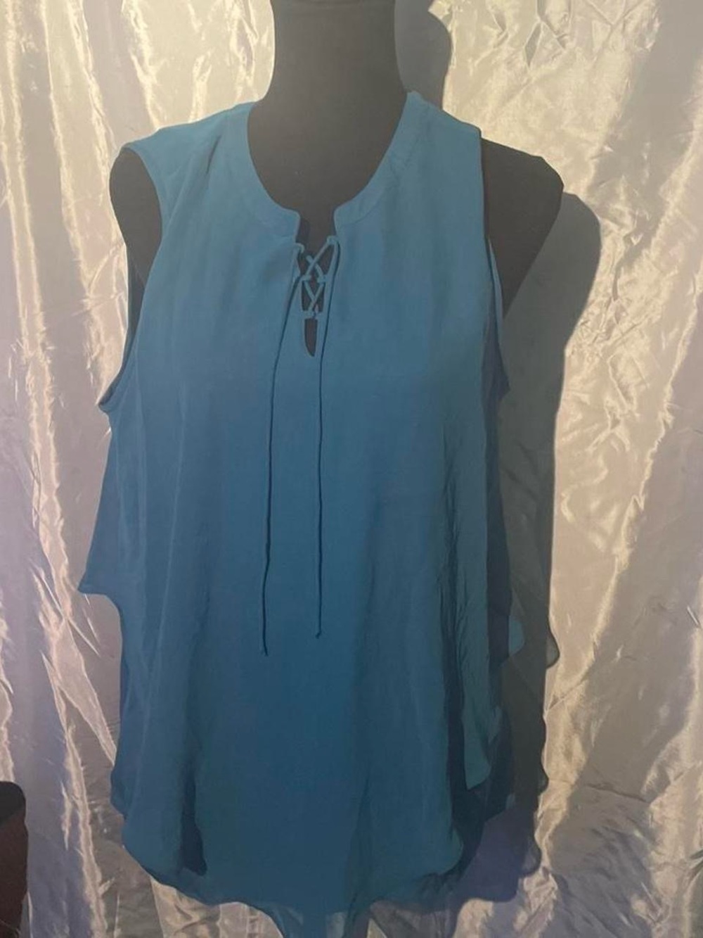 Dana Buchman Teal Lace-Up Sleeveless Camisole